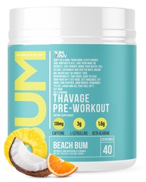 RAW Pre Workout Powder, Thavage (Beach Bum) - Chris Bumstead Sports Nutrition Supplement for Men & Women - Cbum Pre Workout for Workout, Hydration, Mental Focus & Energy - 40 Służenia