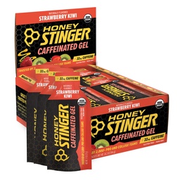 Honey Stinger Truskawka Kiwi Energy żel, Kofeina & Gluten Free z organicznym miodem, do ćwiczeń, Bieganie i wydajność, Sports Nutrition for Home & Gym, Pre and Mid Workout, 24 Pack