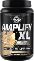 PMD Sports Amplify XL Premium Suplement białka serwatki Hydro Zielone Mieszanka - Glutamina i Matrix białka serwatki z Superfood for Muscle, Siła i Odzysk - Cynamon Toast (24 Słupki)