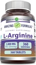 Amazing Supplement L- Arginine Equipment 124; 1000 Mg Per Serving Equipment 124; Tablets Equipment 124; Amino Acid Supplement for Wolny od Gluten Equipment 124; Made in USA (360 Count)