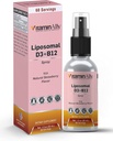 Liposomalna płynna witamina D3 + witamina B12 opryskiwacza 124; 2 Miesiące dostaw 124; 1 fl oz 124; NieGMO 124; Cukier wolny 124; Przyjazny podróży 124; Wsparcie immunologiczne, zdrowie kości, Wspomaga energię, Funkcje mózgu