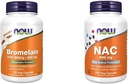 Teraz suplementy, Bromelain 2,400 GDU / g - 500 mg, Naturalny Enzym Proteolityczny *, 120 Kapsułki i suplementy Veg, NAC 600 mg z Selenium i Molibdenu, 250 Kapsułki Veg