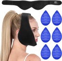 Wisdom Teeth Ice Pack Head Wrap, Face Ice Pack for Wisdom Teeth, Jaw Ice Pack for Face Oral Surgery with 6 Hot Cold Gel Pack for TMJ Pack for Pain Relief, Tooth Extraction, Tonsillektomia Recovery - Black
