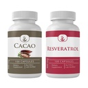 PURE ORYGINALNE WSTRZYKIWACZY Kakao i Resveratrol Kapsułka Bundle (100 Kapsułek Każdy), Brak dodatków lub wypełniaczy, Laboratorium zweryfikowane