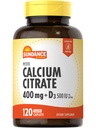 Sundance Wapnia Cytrynian z witaminą D3 Bilans 124; 400 mg Bilans 124; 120 Kaplety 124; Petite Bilans 124; Wegetarianin, Non-GMO & Gluten