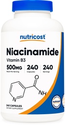 Nutricost Niacynamid (Witamina B3) 500 mg, 240 Kapsułki - Non-GMO, Gluten Free, Flush Free Witamina B3
