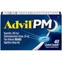 Advil PM Reliever Pain and Nighttime Sleep Aid, Pain Medicine with Ibuprofen for Pain Relief and Difenhydramine Citrate for a Sleep Aid - 40 Coated Caplets