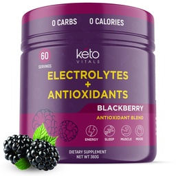 Naczynia Keto Przeciwutleniacze Electrolytes Proszek - Mieszać Keto Electrolytes z Potasu, Magnezu, Sodu, & Wapń - Bez cukru Electrolyte Drink Mix & Hydration Proszek, 60 Słupki, BlackBerry