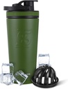Ice Shaker Izolowana stal nierdzewna Shaker Butelka 124; 26oz, Zielony 124; Zimno na 30 + Godziny 124; Izolowany Cup z Twist- na Agitator 124; Bezsodowa Butelka do Shakes Protein, Woda, Smoothies, Koktajle