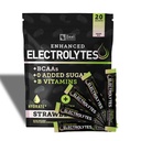 Ulepszone opakowania proszkowe elektrolitów (truskawka Kiwi 124; 20 opakowań) w / 0 Sugar + BCAAs + B- Vitamin Suplement elektrolitu w cynku potasu i magnezu do hydrolizy - Keto Electrolytes