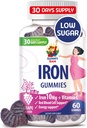 SUNNY SAM Żelazne gumki dla dzieci i dorosłych - Żelazne witaminy z witaminą C, 10 mg na serwowanie - Gummy do żucia owoców do immunologicznego wsparcia produkcji czerwonych krwinek