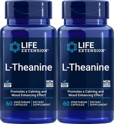 Life Extension L- Theanine, 60 Kapsułki wegetariańskie (Opakowanie 2) - Amino Acid derived from Tea - Gluten- Free, Non-GMO