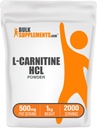BulkSupplements.com L- Carnitine HCl Proszek - Suplement karnityny, Karnityna w proszku, L- Carnitine 500 mg - Unflavored & Gluten Free, 500mg na jedną porcję, 1 kg (2,2 kg) (opakowanie po 1)