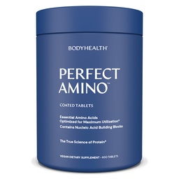 BodyHealth PerfectAmino (600 ct) Easy to Swallow Tablets, Essential Acids Supplement with BCAA, Vegan Protein for Pre / Post Workout & Muscle Recovery with Lysine, Tryptofan, Leucyna, Metionine