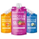 Designer Wellness Smoothie Protein, Prawdziwe owoce, 12g białka, Niskie węglowodany, Zero dodawany cukier, Gluten- free, Nie-GMO, Brak sztucznych kolorów lub aromatów, Super Fruits Variety Pack, 12 Count