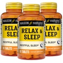 MASON NATURAL Relax & Sleep Dietary Herbal Supplement with Valerian Root & Passiflora Extract, 9 Miesiąc dostaw, 3 Pack