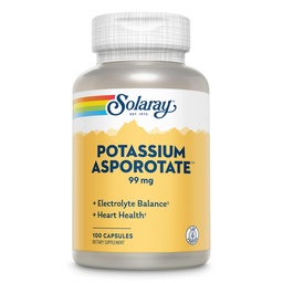 Solaray Potasu Asporotat Suplement chelatowany, Elektrolity Balance & Heart Health Support, 100 Służenia, 100 Kapsułki