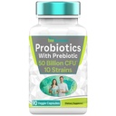 Probiotyki z prebiotykiem: 50 Miliard CFU - 10 Szczeliny - 90 Kapsułki wegetariańskie 124; z Acidophilus Probiotyk dla zdrowia pokarmowego, Gut Health, & Wsparcie immunologiczne * 124; dla mężczyzn i kobiet