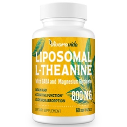 L- Theanine 800mg Supplement with GABA and Magnezu Glycinate - Natural Compound, Sleep and Relaxation (60 Softgels)
