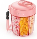 AUVON duży dozownik do przechowywania 7 różnych suplementów, Travel Pill Organizator z Anti- Mix Design, Pill Bottle z szerokim otwieraniem i suwak Lid Łatwy w użyciu, Zawiera 20 sztywniaków Blank, różowy