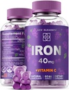 Żelazne żeberka 40mg z witaminą C 100mg - Najlepszy suplement żelaza dla kobiet, mężczyzn i dorosłych - Free Blood Builder for Anemia - Immune Support & Energy Booster 124; Owoce pektyny 124; Wegan 124; Non-GMO