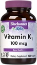 Bluebonnet Witamina K1 100 µg Wspiera zdrowie kości - Phyllochinon Crystalline Witamina K Suplement - Non-GMO, Kosher Certified, Gluten- Free, Dairy - 100 Vegan Caplets