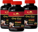 Energy Pills - Anti- Gray Hair Solution - dla mężczyzn i kobiet - Kwas foliowy, Biotin, Kwas pantotenowy, Catalse, Horsetail, Saw Palmetto, PABA, L- Tyrozyna, Nettle, Chlorofil, Fo Ti, Barley 3B 180 Czapki