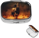 Pióro Pudełko Płomień Koń kwadratowy Pióro Case for Purse & Pocket 2 Komponent Medycyna Pill Organizer Przenośny Pillbox Podróże Medycyna Witamina Cod Wątroba Oil Storage Box