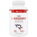 ML Naturals Pure L- Arginine 1000 mg 180 Kapsułki roślinne. Aminokwas, stymulator tlenku azotu, i wspiera Heart Health, NSF- Certified & cGMP- Compliant.