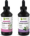 Better Sleep Bundle - Maxx Herb Passion Flower Extract + Valerian Root Extract - for Relaxation and Stress Management, Alcohol- Free - (1 Each) 4 Oz Bottle (60 Servings)