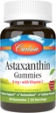 Carlson - Gumie astaksantynowe, z witaminą C, Wsparcie immunologiczne, Przeciwutleniacz, Heart Health, Non-GMO, Cherry Flavor, 46 Gummies wegetariańskie