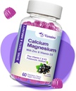 Wysoka absorpcja Gummeje wapnia, Suplement magnezu wapnia bezcukrowego z witaminą potasu D3 dla B0ne & Zęby, Mięśnie funkcji - Wegan, Elderberry Flavor 60 Cts