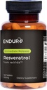 Endur Resveratrol, Zdrowe Starzenie i Kardioviral Supplement Supplement, Instant Release Antioksydant Grape Skin Extract, Gluten Free, 100mg (150 tabletek)