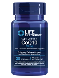 Life Extension Super Ubiquinol CoQ10 z ulepszonym Mitochondrial Support - 200 mg, Shilajit - Promotes Heart Health, Cell Energy, stres oksydacyjny - Gluten- Free, Non-GMO - 30 Softgels