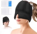 Migrena Ice Head Pack - Ból głowy Relief Cap z zimną kompresją, Chłodzenie Gel Cap dla Sinus Relief, Twarz Zimnego Compress Head Cover for Tension, Stress and Hancac Relief (Czarny)