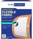 Care Science Fabric Adhesive Pad Bandaże, 3x4 cali Extra Duży Elastyczny Non-Stick Strip, Pomaga zapobiegać infekcji, Ochrona oddychania, dla pierwszej pomocy i opieki nad ranami, 30 Hrabia