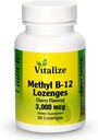 Witalize - Metyl B- 12 Lozenges 124; Witamina B12 Metylkobalamina 124; B12 Suplement Biżuteria 124; Cherry Flavor 124; Suplementy energetyczne 124; Wspiera wytwarzanie energii i zdrowie wątroby 124; 50 Lozengi na butelkę 124; 3000 MCG