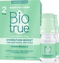 Biotrue Hydration Boost, Preservative-Free Eye Drops for Dry Eyes, Natychmiast nawilża, Rehydrates, Skontaktuj się z obiektywami Friendly, Refresh & Relieve Eye Irritation, 0.33 FL Oz (Opakowanie 2)