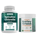 Teaveli Spirulina Chlorella Kapsułki i Sok z trawy Barley w proszku