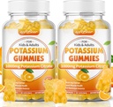 softbear Cytrynian potasu 1000mg, Gumiaki potasu bezcukrowe dla dorosłych Wsparcie dla nóg Krampy & Mięśnie Zdrowie Wysoka moc Suplement potasu Gumiaki Pomarańczowy Flavor 120 Hrabia