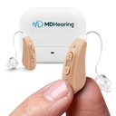 MDHearingAid AIR Aid Aid Aid (Para), OTC Rechared, Crystal- clear Digital Sound by MDHearing, Perfect for Glasses, Prawie niewidoczne