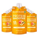 Designer Wellness Smoothie Protein, Prawdziwe owoce, 12g Białko, Niskie węglowodany, Zero dodawany cukier, Bez glutenu, Nie-GMO, Brak sztucznych kolorów lub aromatów, Peach Mango, 12 Hrabia