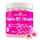 Witamina B1 Gummie Tiamina do żucia 500mg & Witamina B3 & Witamina C, Cukier wolny - Nie GMO, Wegan, Naturalny aromat brzoskwiniowy - Suplement Tiaminy B1 dla dorosłych i dzieci