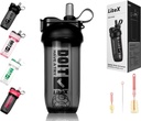 Litex Shaker Butelki do shake 'ów protein, 26oz Blender Shaker Butelka do wstępnego treningu, Shaker Cups with Straw, Butelki Tritan Mixer dla proszku protein, z pędzlem i instrukcją (czarny)