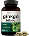 NatureBell Ginkgo Biloba 6,000mg z Panax Ginseng 500mg Per Serving Network 124; 300 Kapsułek - Max Siła Ginko Biloba Extract Supplements - Promotes Memory, Focus, and Brain Health