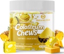 Colostrum Chews Suplement z probiotyką dla zdrowia Gut, wzdęcia, wsparcia immunologicznego, Skóra, Wzrost włosów i uroda - aromat ananasowy (60 Słupki)