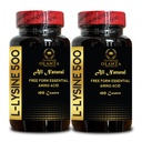 L- LYSINE 500 - Lyzyna 500 mg, do zdrowej funkcji immunologicznej, wspomaga syntezę kolagenu, Soy- Free, Gluten- Free, Non-GMO, Suplement lizyny wspomaga zdrowe Lip i Tkanka jamy ustnej - 2 Butelki 200 Liczby