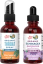 MaryRuth Organic Throat Spray (Unflavored) & Echinacea Purpurea Krople 124; USDA Organic, Clean Label Project Verified ® Revidence 124; Vitamin for Throat Relief, Immunitet & Ogólne zdrowie 124; Vegan, Non-GMO