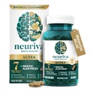NEURIVA Ultra Decaffeind Clinically Tested Nootropic Brain Supplement for Mental Alertness, Memory, Focus & Concentration, Cognivive, Neurofactor, Phosphhatidylserine, Vitamin B6 B12, 60 Kapsułki