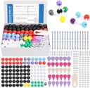 Swpeet 307 szt. Zestaw modeli molekularnych do chemii organicznej i nieorganicznej - Chemia Molekularna Model Student and Teacher Set - 126 Atoms & 30 Orbitals & 150 Links & 1 Krótkie narzędzie do usuwania połączeń